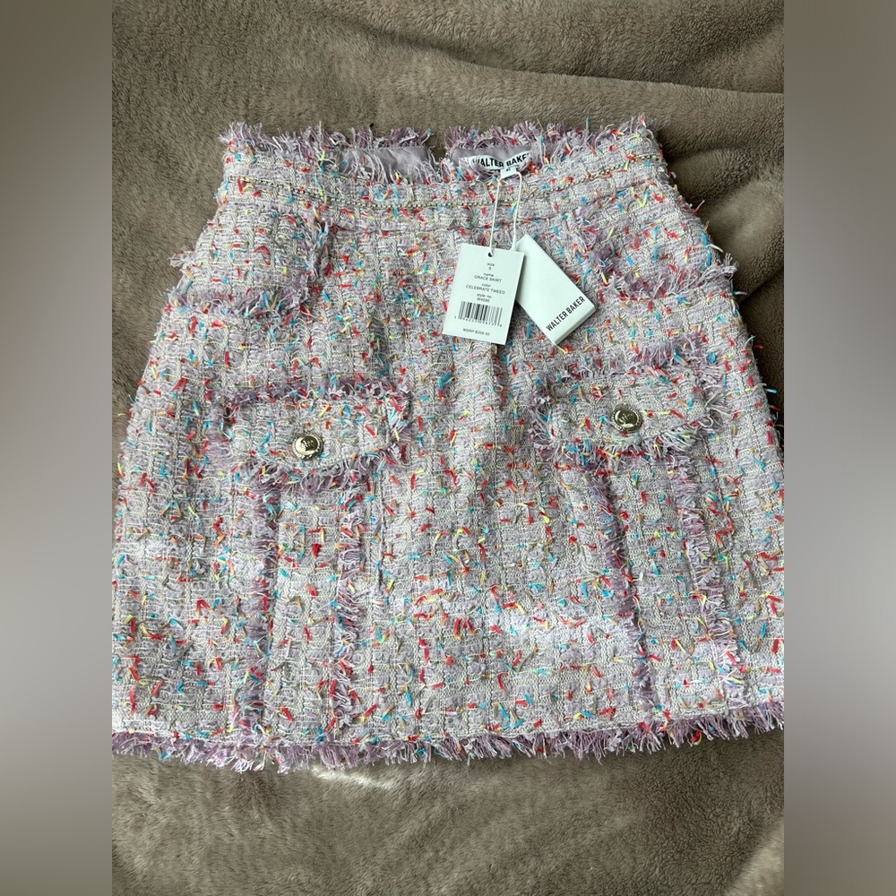 Walter Baker Multicolor Tweed Mini Skirt